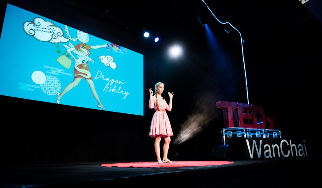 Ashley delivering a TEDxWanChai keynote on the benefits of customer centricity.