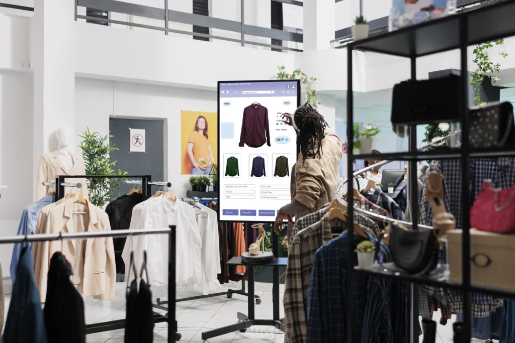 smart interactive kiosk in a fashion boutique