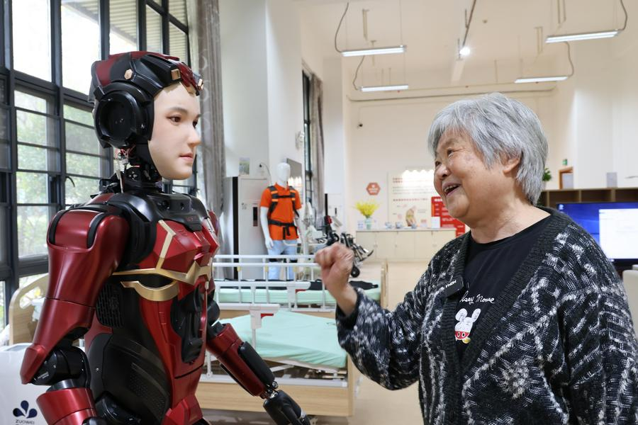 Xia Lan," a humanoid robot, at Shenzhen Nursing Home