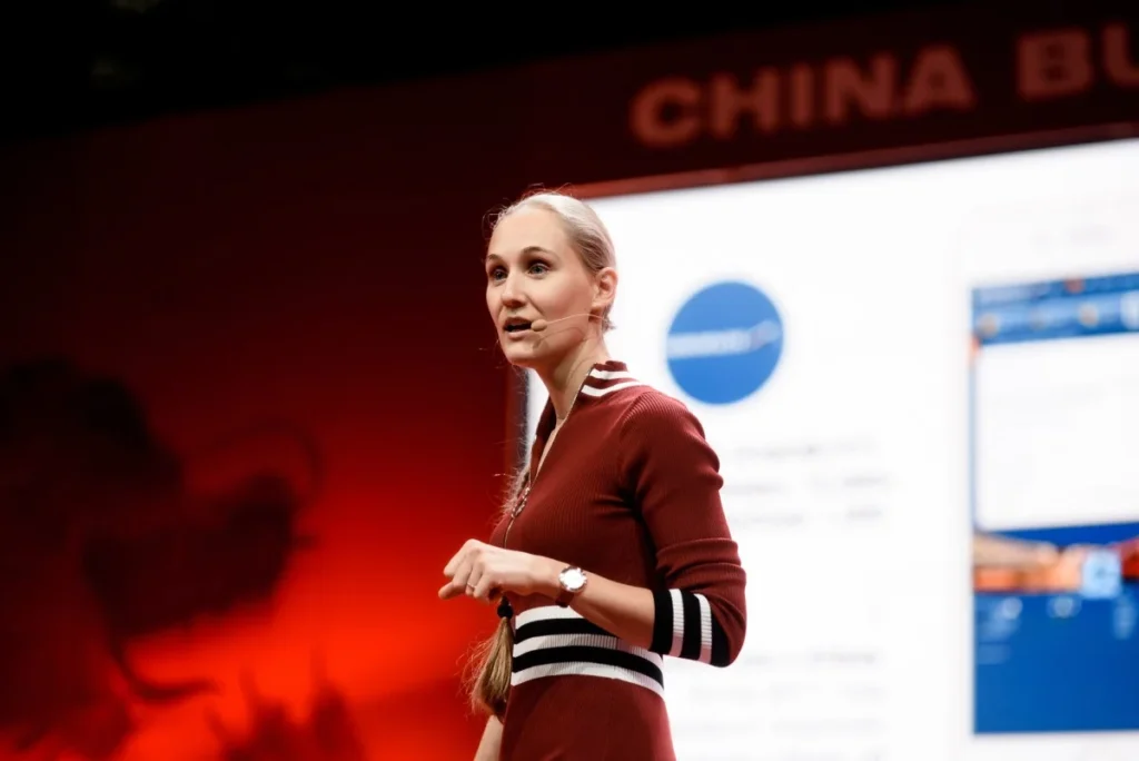 Speaker presenting China brand strategy insights for global leaders studying brands in China