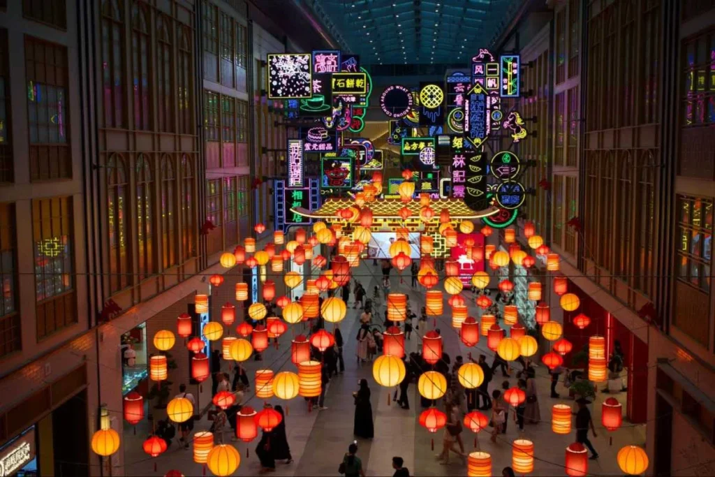 Chinese lantern installation showing how cultural relevance supports premium brands in China