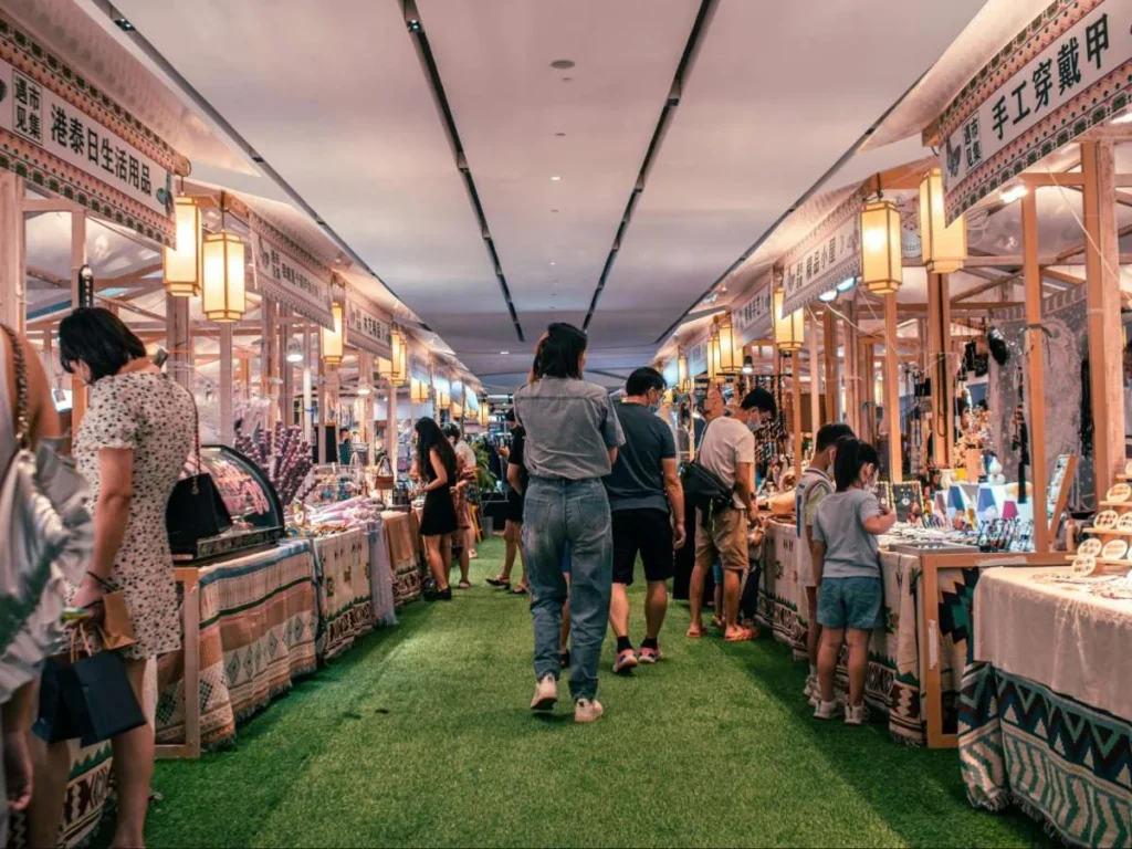 Indoor market activation showing immersive retail, participation, and connected offline experiences in China.