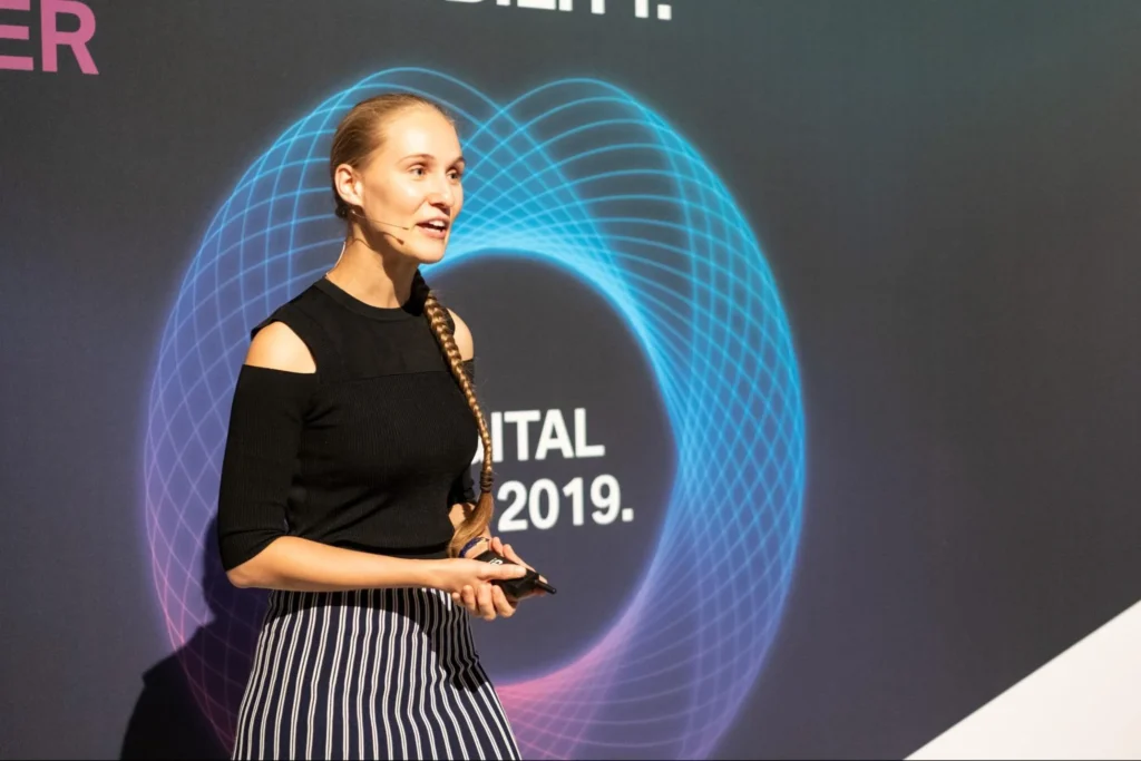 Technology speaker on stage