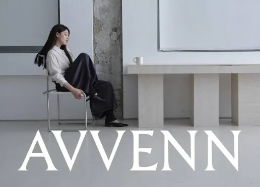 AVVENN campaign with model in minimalist room