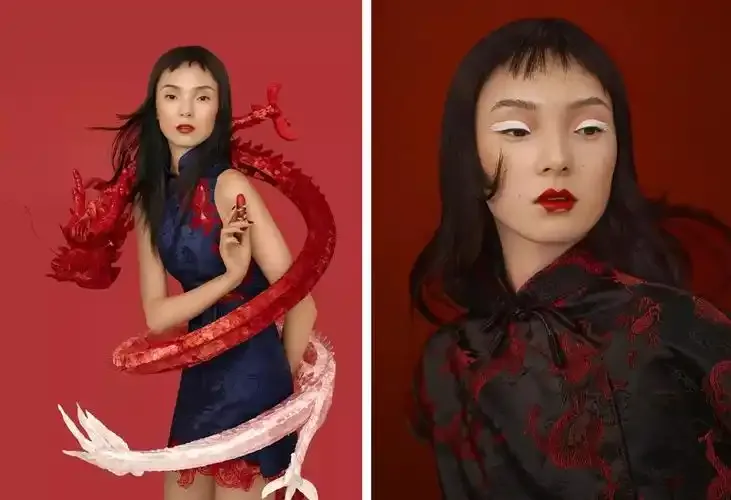 Model in Chinese-inspired fashion editorial