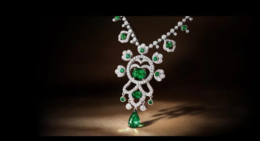 Emerald and diamond necklace