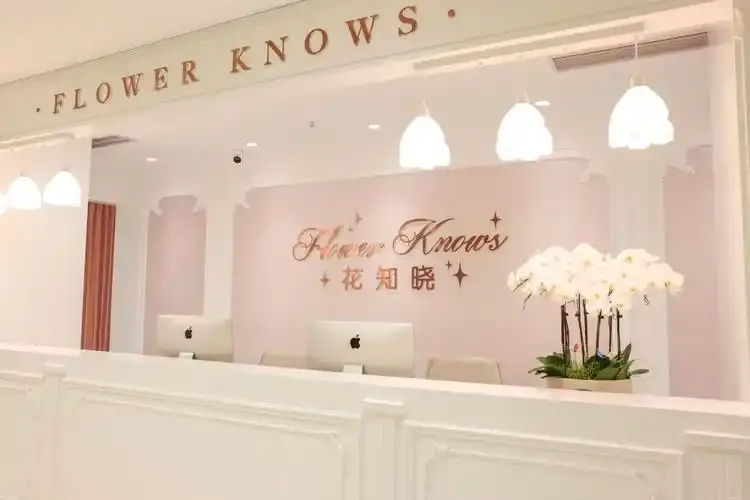 Flower Knows store counter with soft pink interior