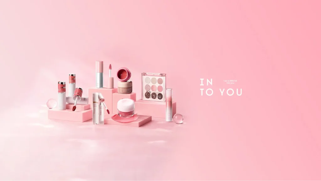 INTO YOU pink makeup product collection