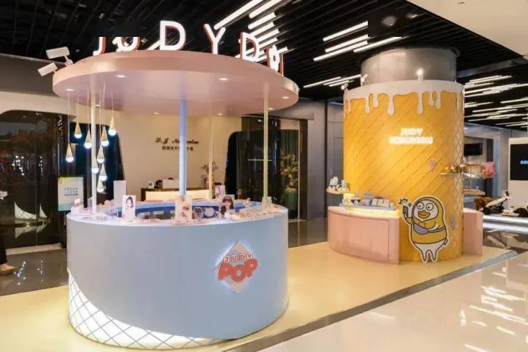 Judydoll pop-up store with playful beauty product displays