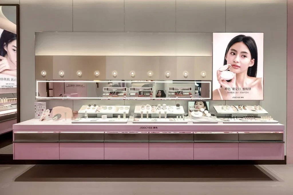 Joocyee makeup counter in retail store