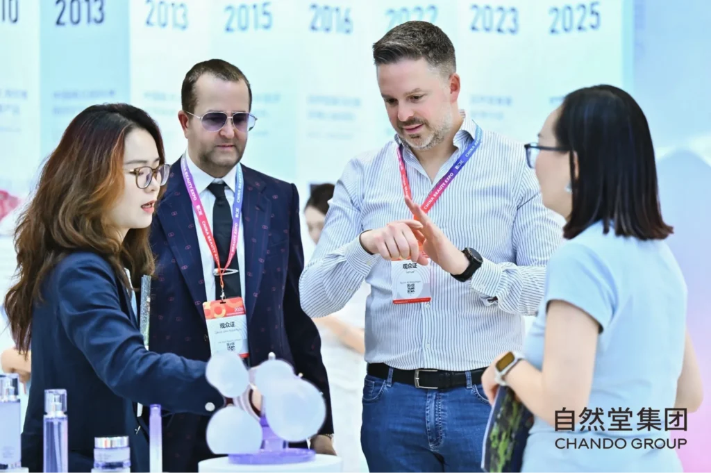 Visitors exploring CHANDO beauty products