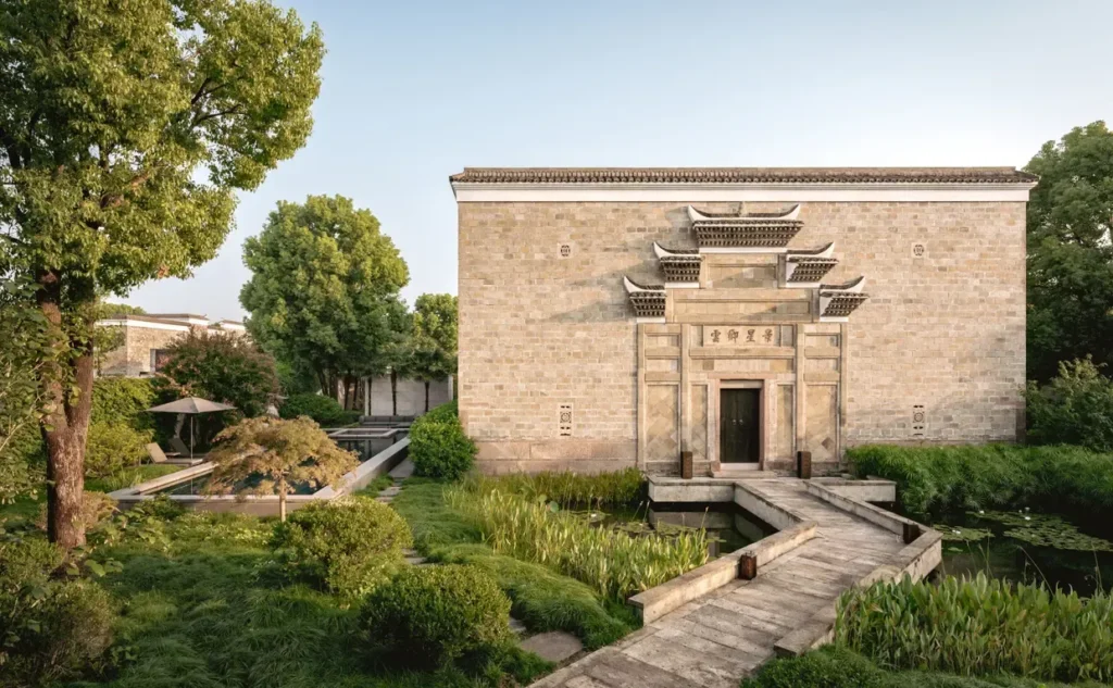 Historic Jiangxi house surrounded by landscaped gardens