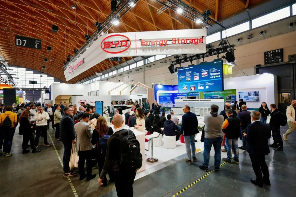 BYD energy storage technology showcased at an exhibition