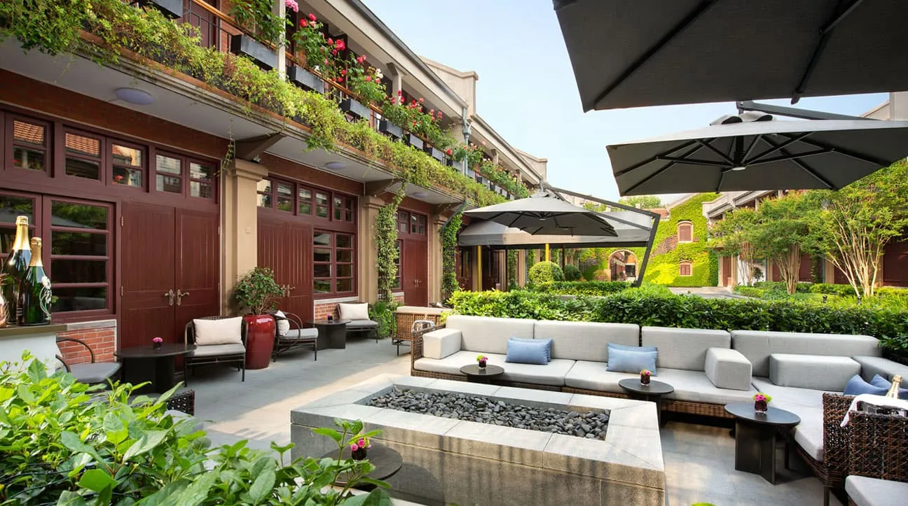 Courtyard terrace surrounded by shikumen buildings