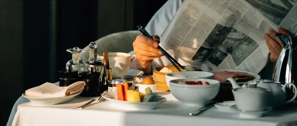 Luxury hotel breakfast with Chinese dim sum