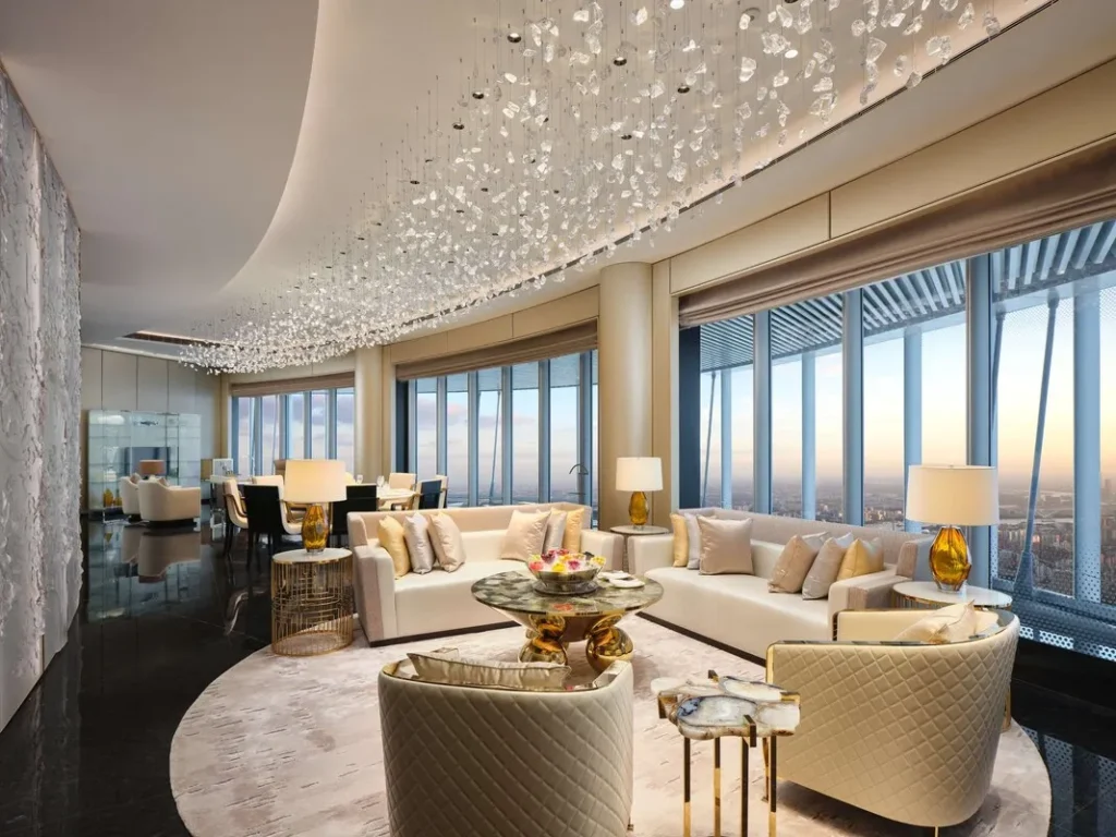 Luxury high-rise suite with panoramic city views