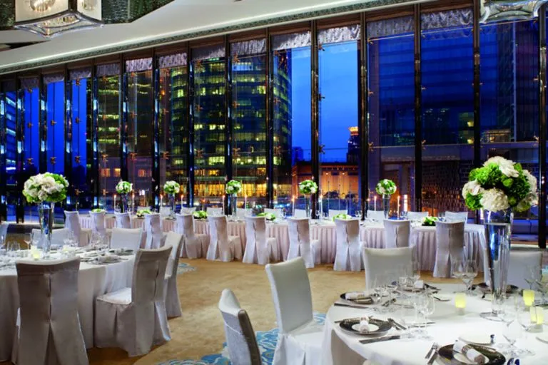 Luxury ballroom set for an evening event