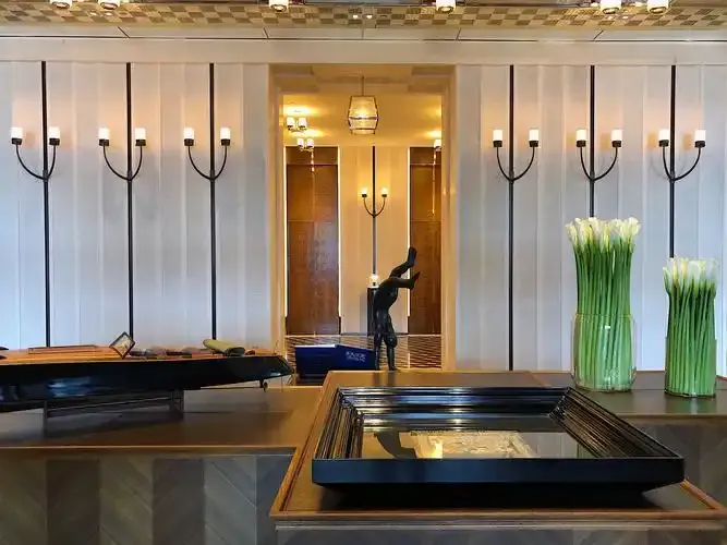 Refined hotel reception with contemporary decor